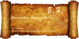 Beretka Hasszán névjegykártya